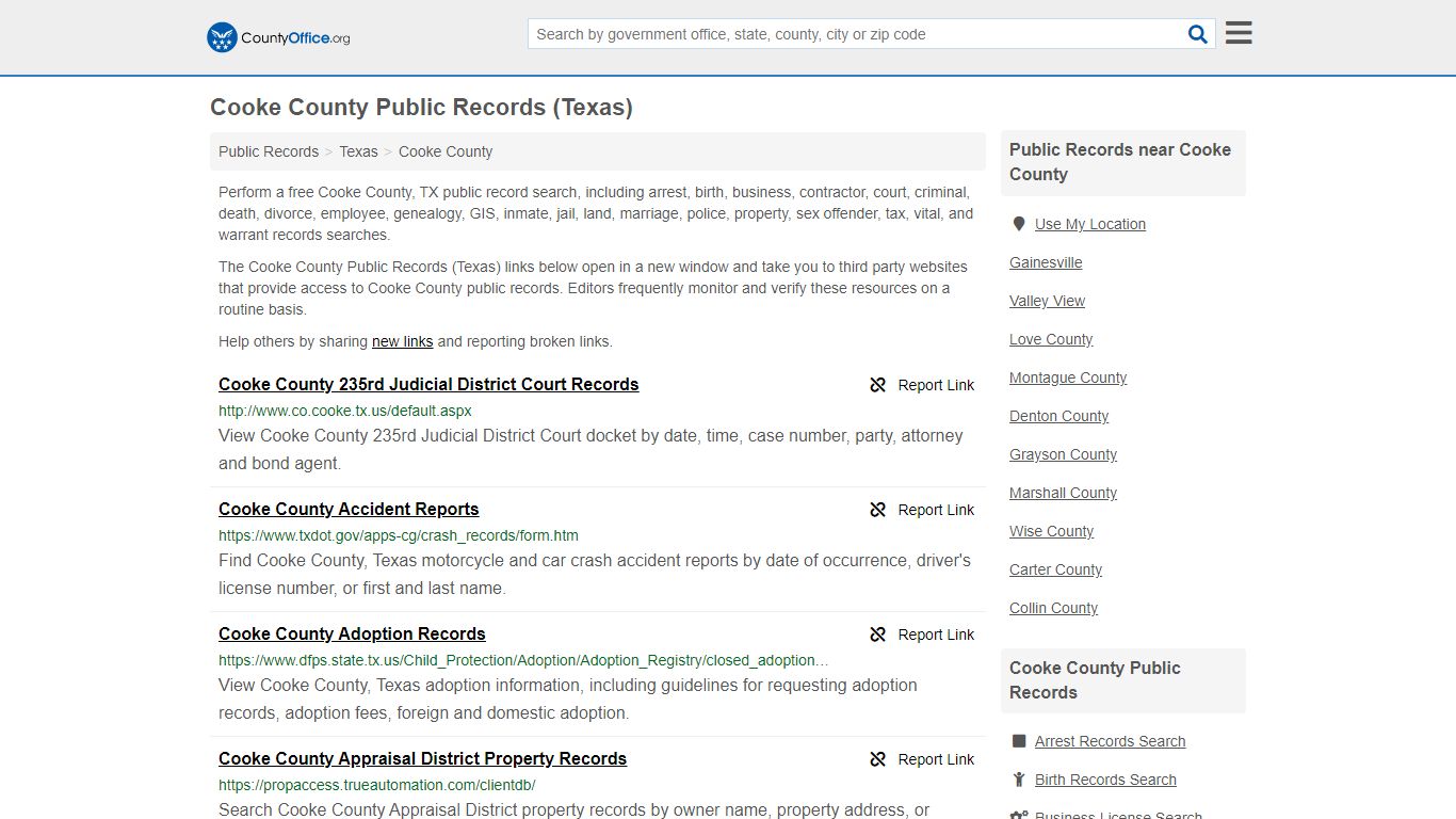 Public Records - Cooke County, TX (Business, Criminal, GIS ...